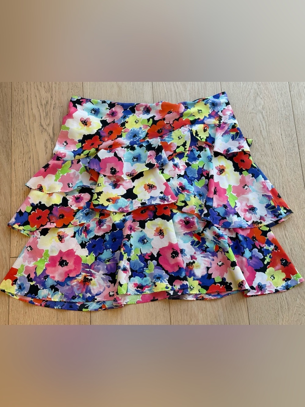 Lauren Ralph Lauren Rare Floral Ruffle Mini Skirt Bright Vacation Summer Flowy